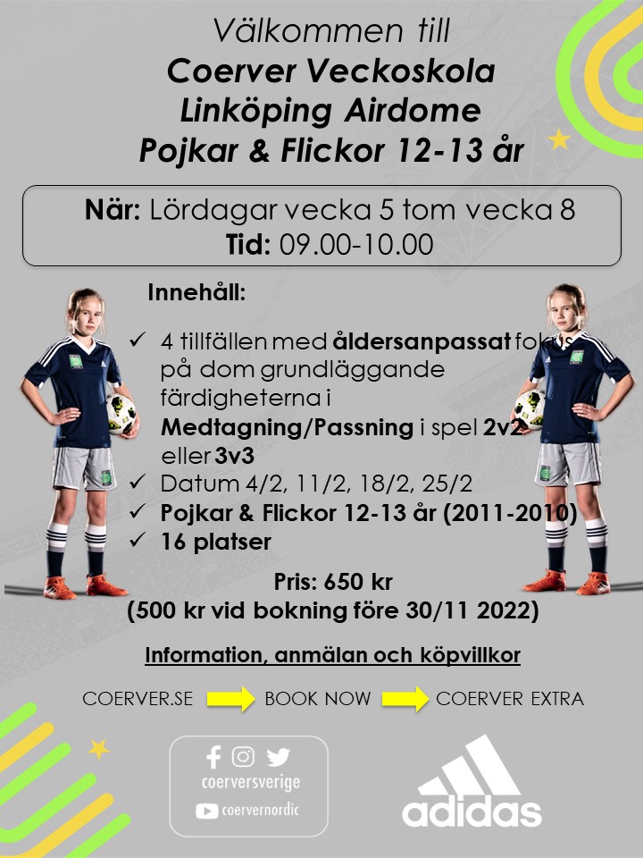 Veckoskola Linköping Airdome Februari 2023 PF 12-13 år