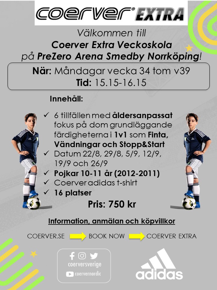 Coerver Extra Veckoskola Pojkar 10-11 år Norrköping v34-39