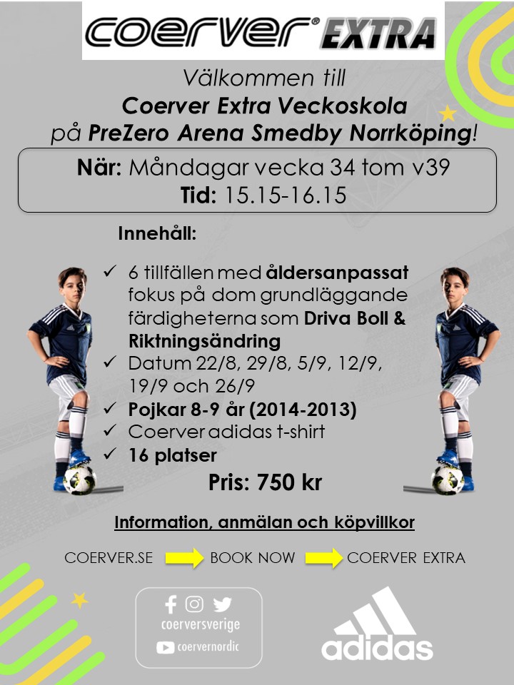 Coerver Extra Veckoskola Pojkar 8-9 år Norrköping v34-39