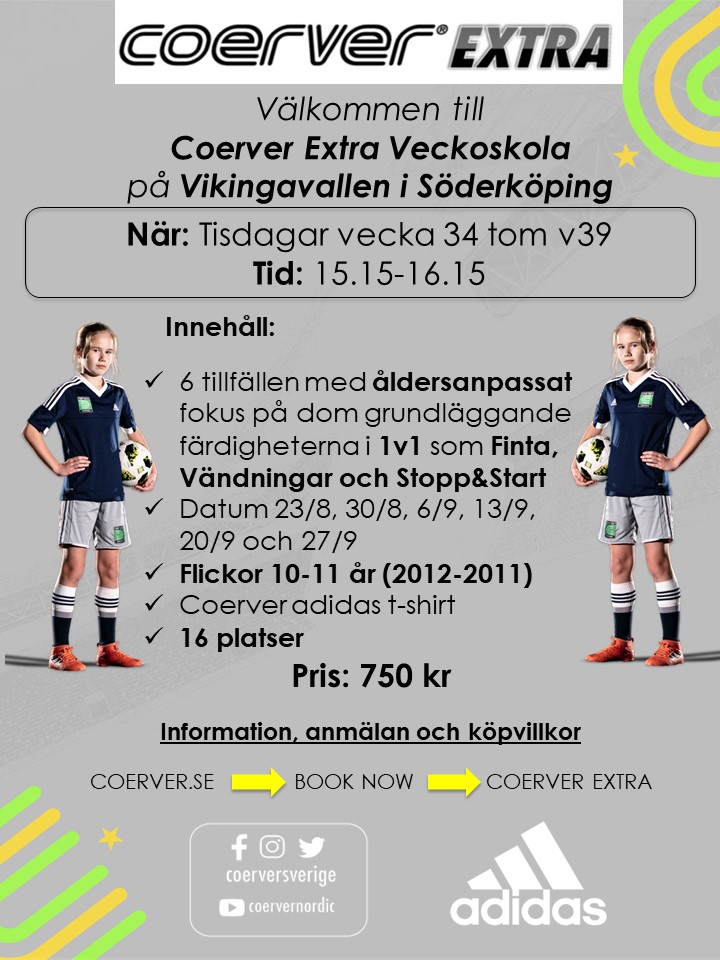 Coerver Extra Veckoskola Flickor 10-11 år Söderköping v34-39