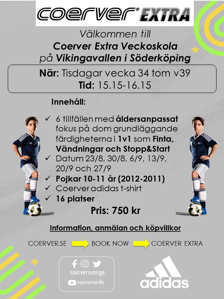 Coerver Extra Veckoskola Pojkar 10-11 år Söderköping v34-39
